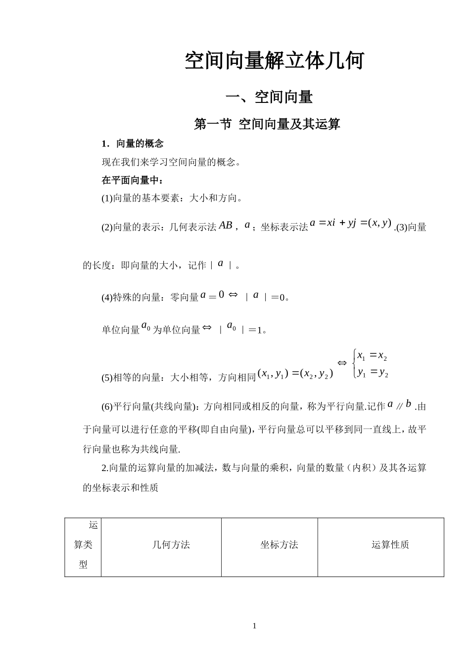 高二数学空间向量解立体几何教案_第1页