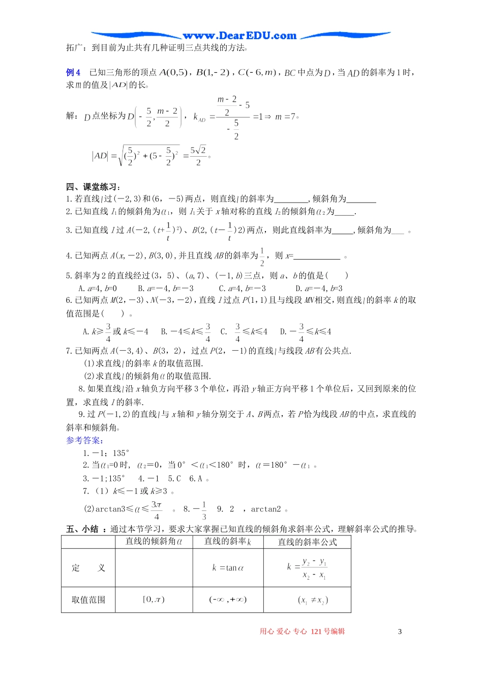 高二数学直线的倾斜角和斜率(二)_第3页