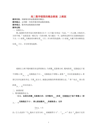 高二数学极限的概念教案 上教版