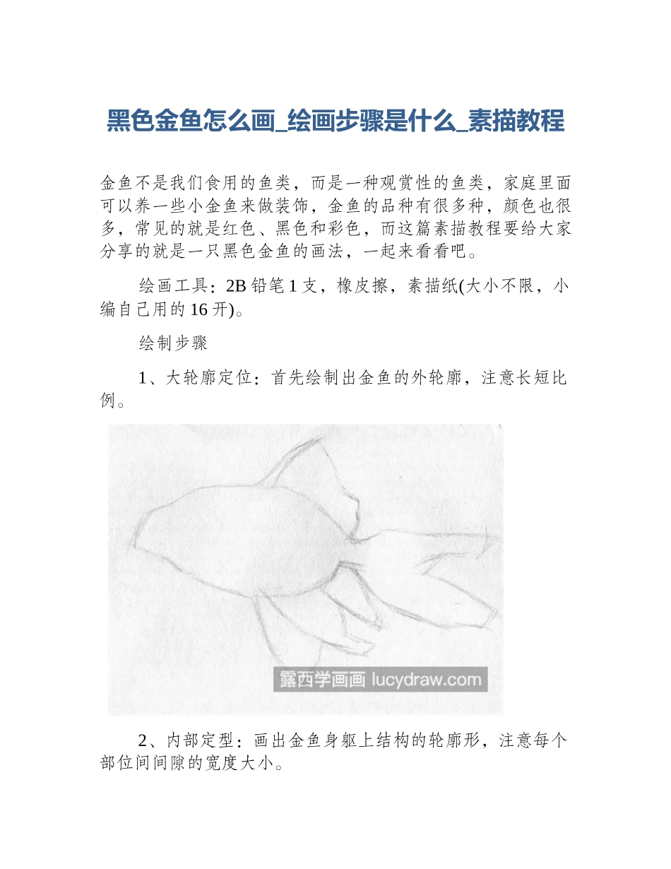 黑色金鱼怎么画_绘画步骤是什么_素描教程_第1页