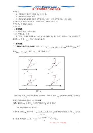高二数学导数的几何意义教案