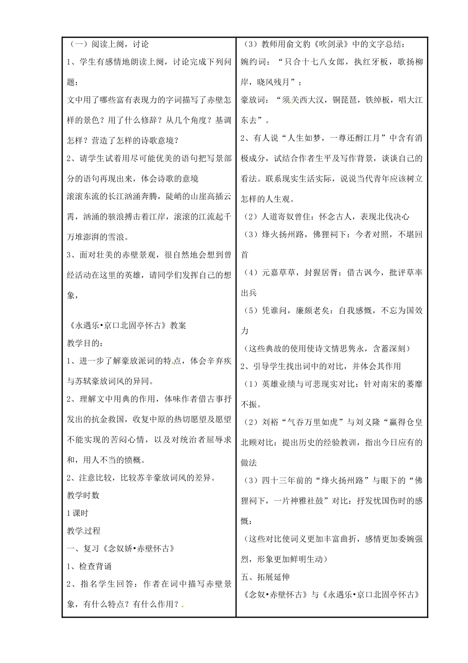 八年级语文上册 3.12《念奴娇 赤壁怀古》教案 冀教版-冀教版初中八年级上册语文教案_第2页
