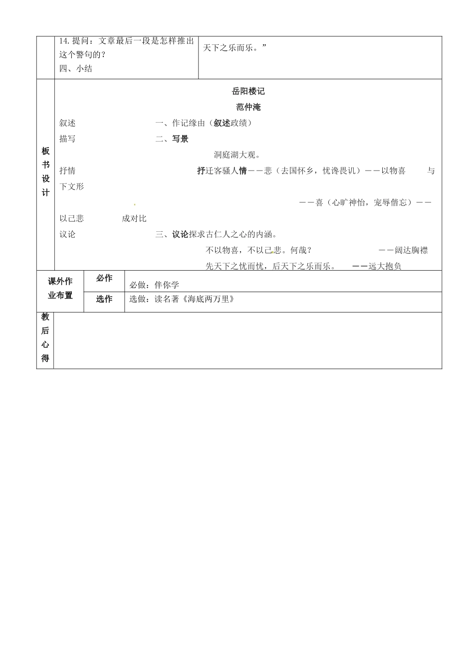 八年级语文上册 25《岳阳楼记》教案3 鲁教版五四制-鲁教版五四制初中八年级上册语文教案_第3页