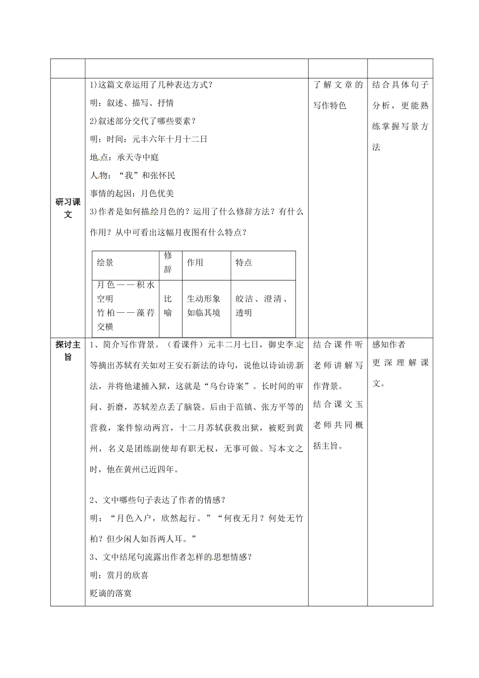 八年级语文上册 23 记承天寺夜游教案 语文版-语文版初中八年级上册语文教案_第2页