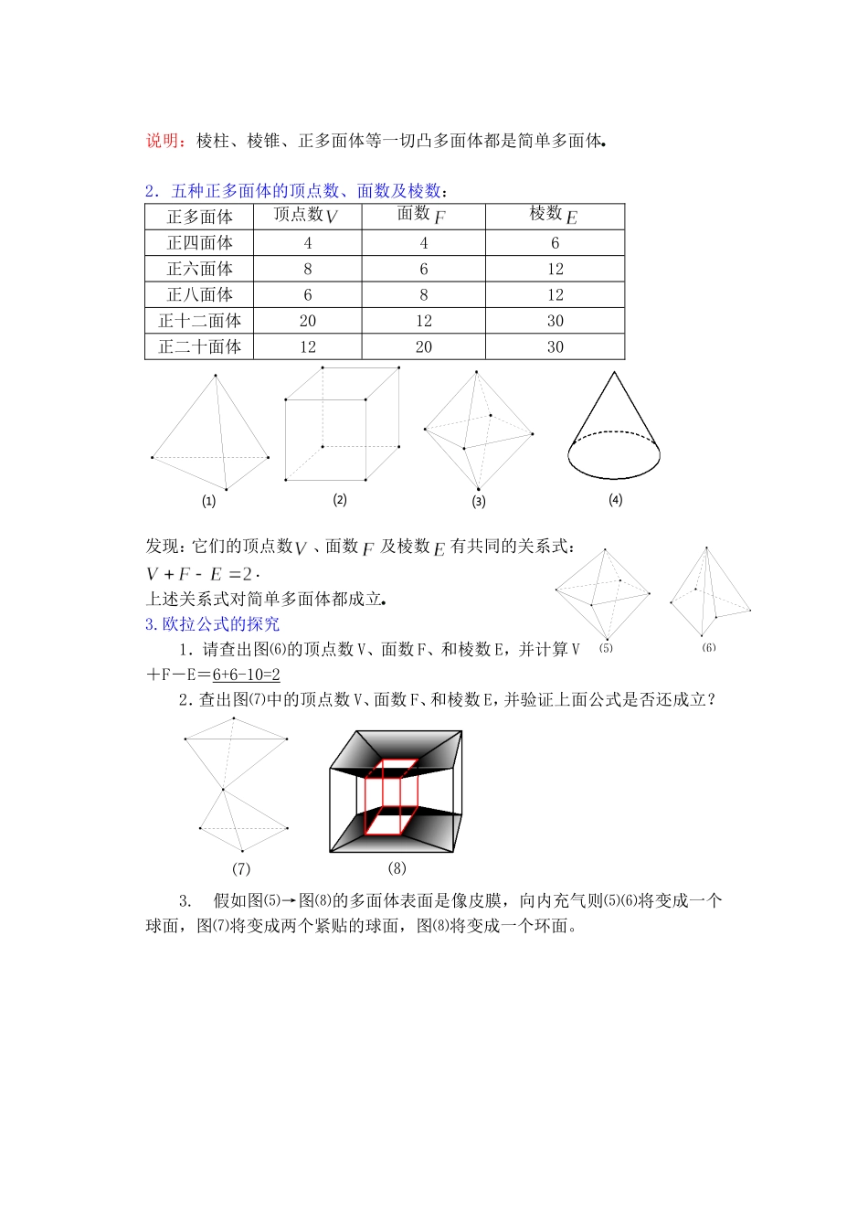 高二数学下9多面体欧拉定理的发现教案_第2页