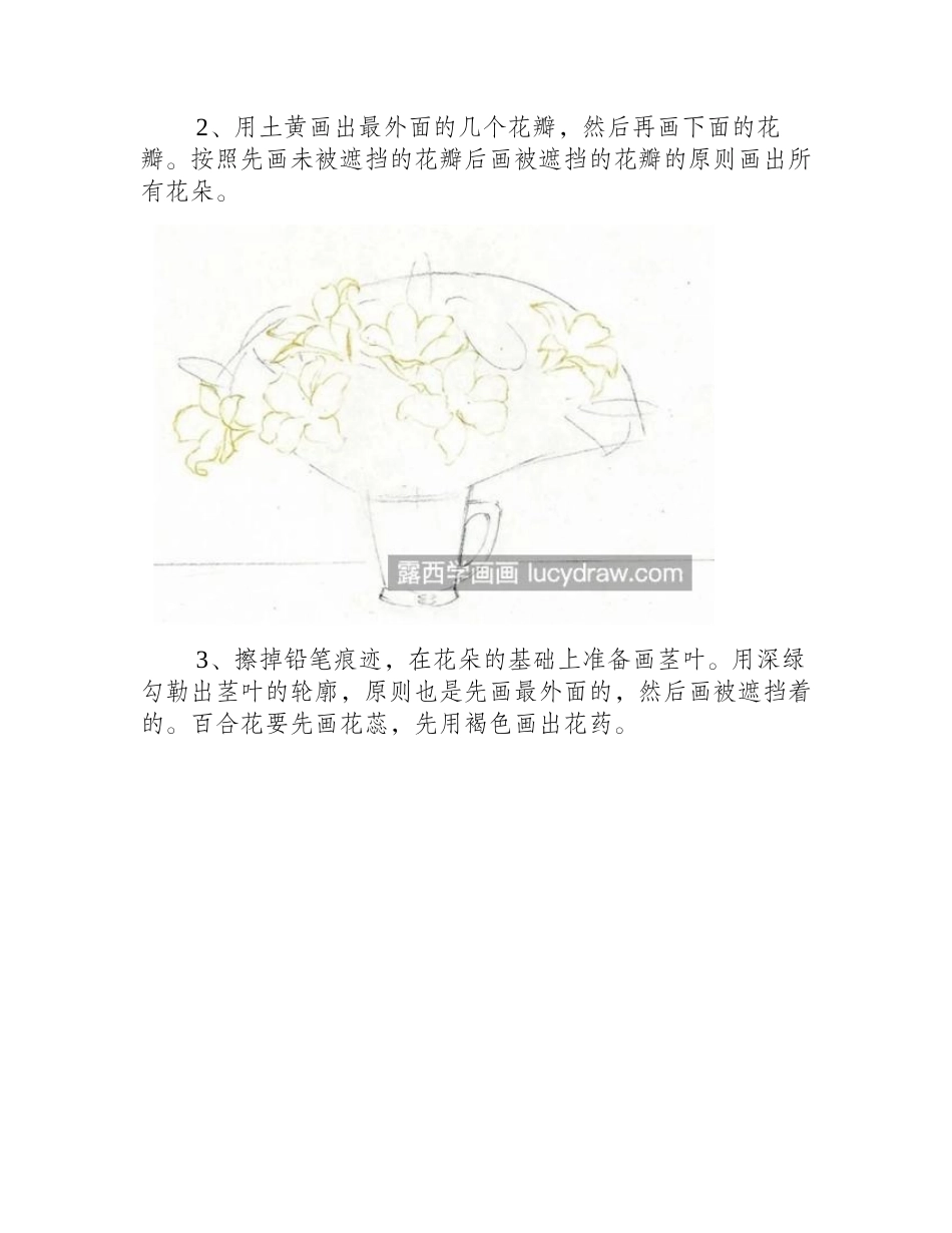黄百合怎么画_如何画出温馨的感觉_彩铅画教程_第2页