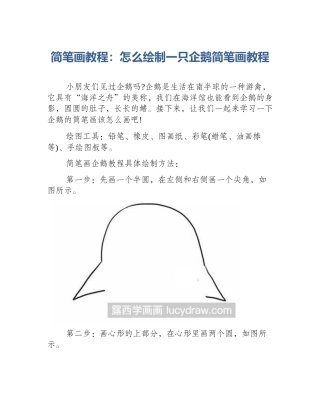 简笔画教程：怎么绘制一只企鹅简笔画教程