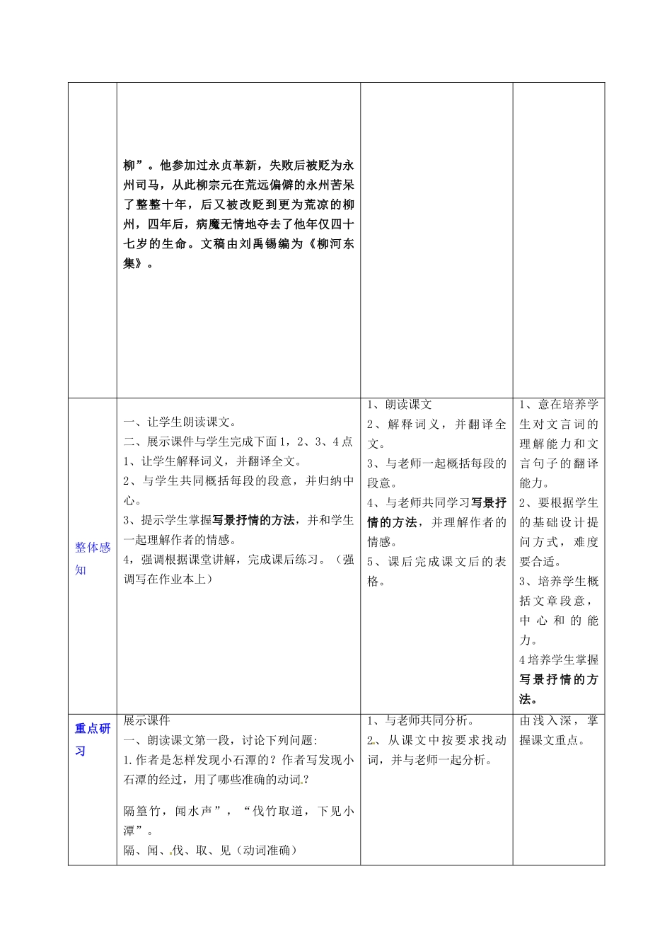 八年级语文上册 21 小石潭记教案 语文版-语文版初中八年级上册语文教案_第3页