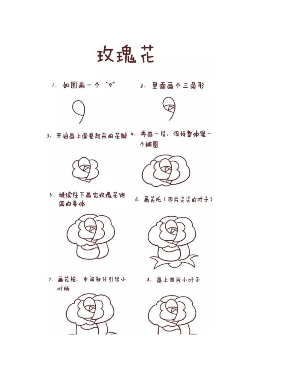 简笔画玫瑰花的画法简笔画教程_第2页
