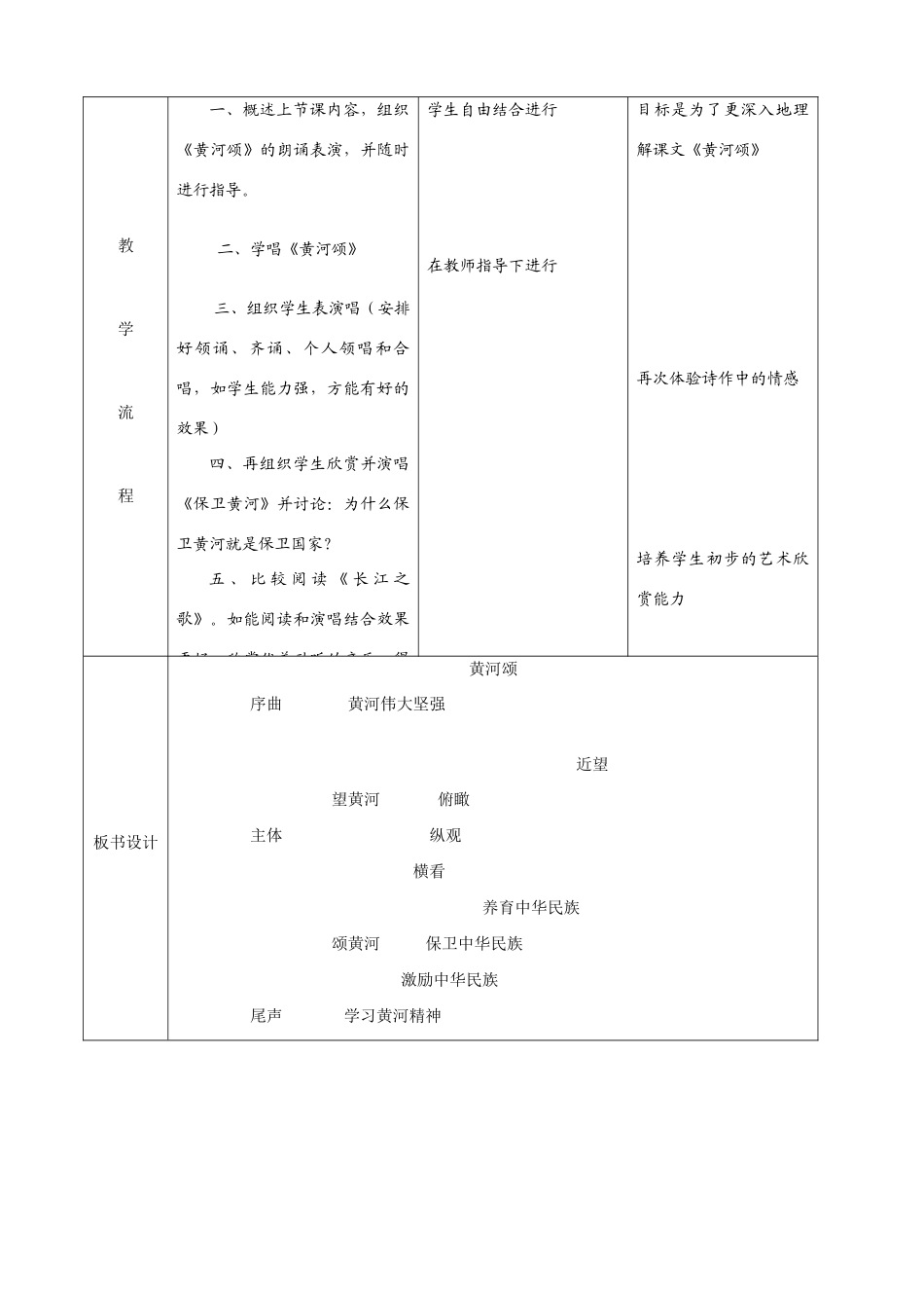 八年级语文《黄河颂》表格式教案人教版_第3页