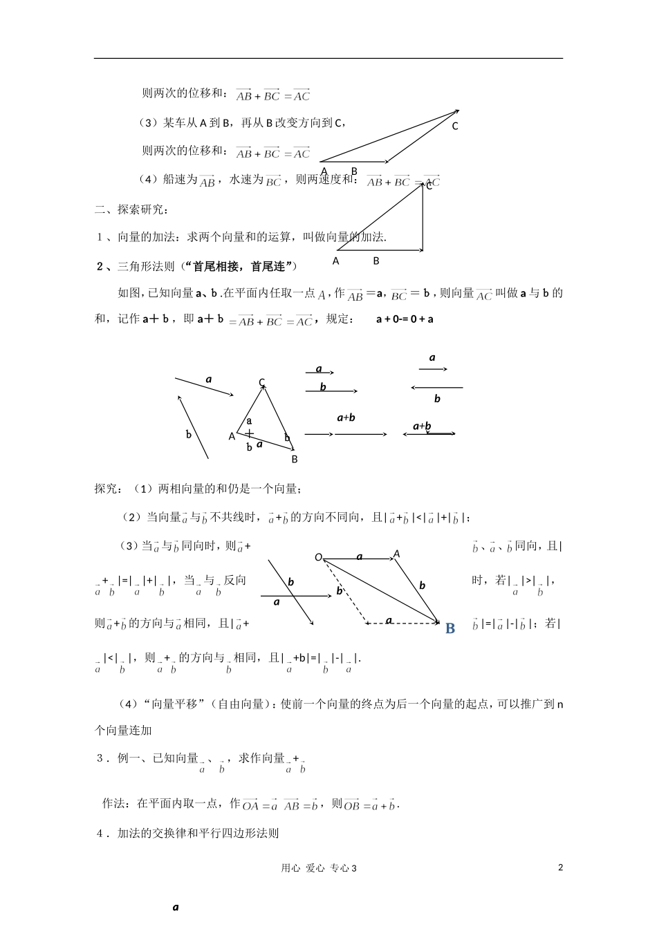 高二数学 向量的加法运算及其几何意义教案_第2页