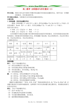 高二数学 全称量词与存在量词（2）