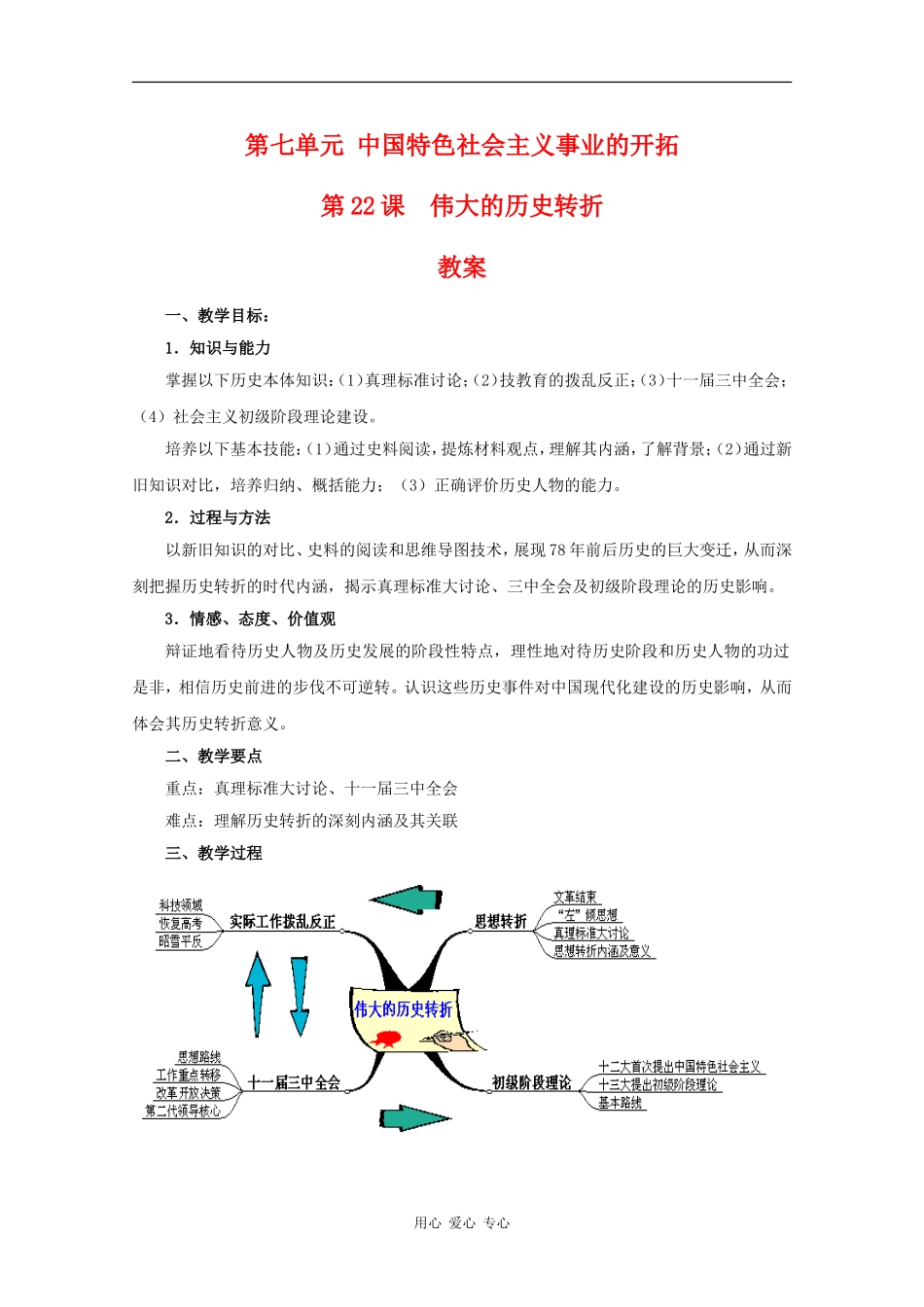 高二历史：7.22《伟大的历史转折》教案（2）华师大版_第1页