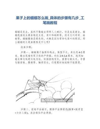 果子上的蝈蝈怎么画_具体的步骤有几步_工笔画教程