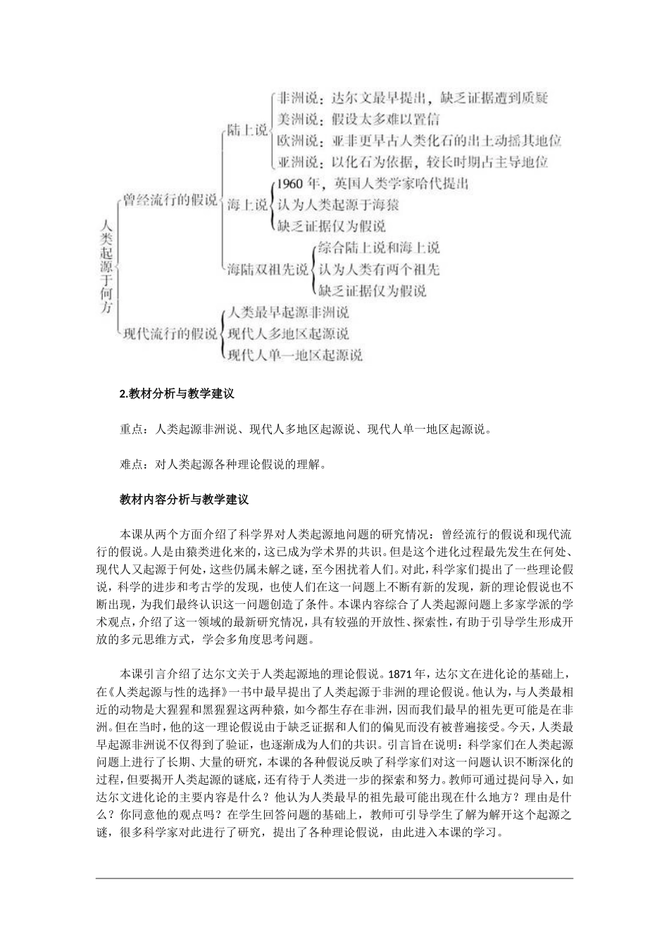 高二历史：2.4《人类起源在何方》教案新人教版_第2页