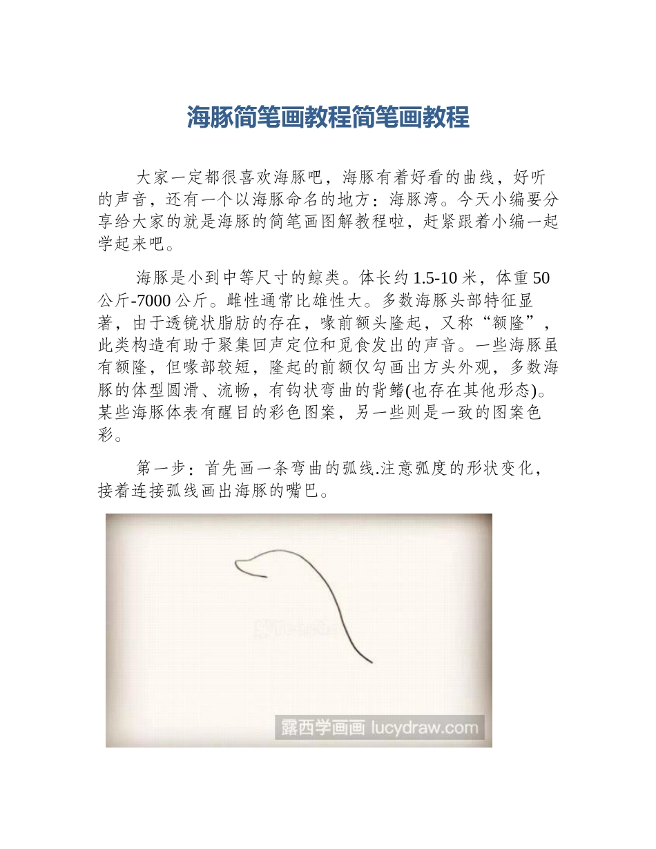 海豚简笔画教程简笔画教程_第1页