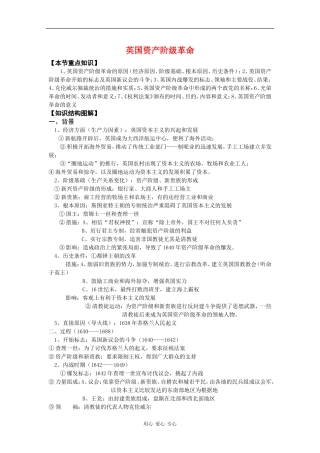 高二历史：2.1《英国资产阶级革命》教案 人教版