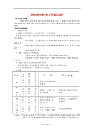 高二历史：1.2《新航路的开辟和早期殖民活动》教案 人教版