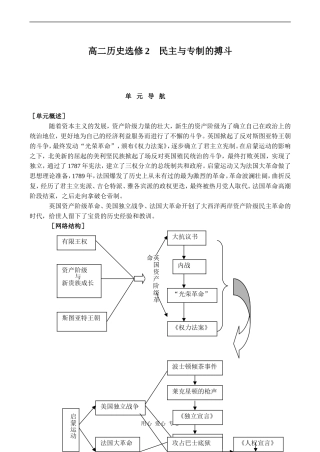 高二历史选修2 民主与专制的搏斗