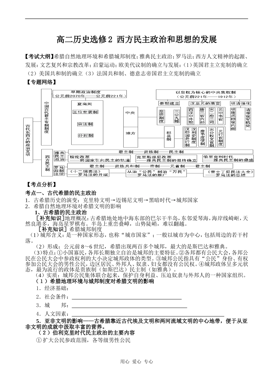 高二历史选修2 西方民主政治和思想的发展_第1页