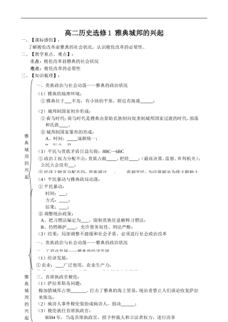 高二历史选修1 雅典城邦的兴起