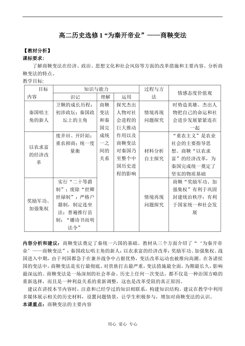 高二历史选修1 “为秦开帝业”——商鞅变法_第1页