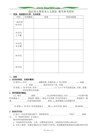 高二历史下册战后的主要资本主义国家 教学参考资料 旧人教版