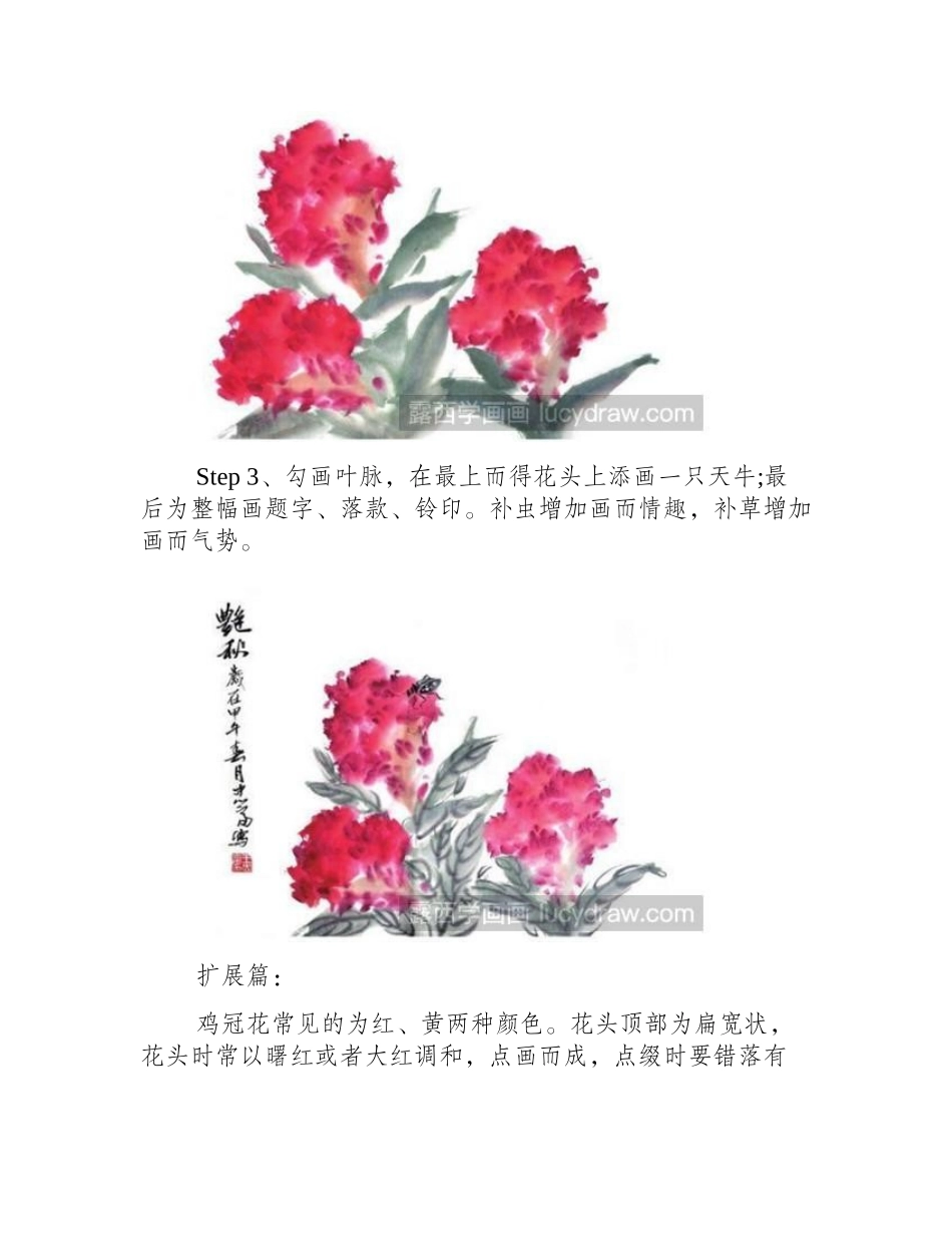鸡冠花的国画画法国画教程_第2页