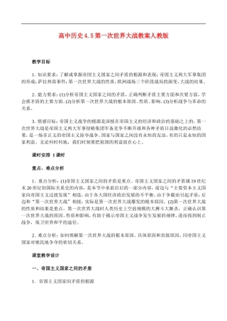 高二历史4.5 第一次世界大战 教案 人教版