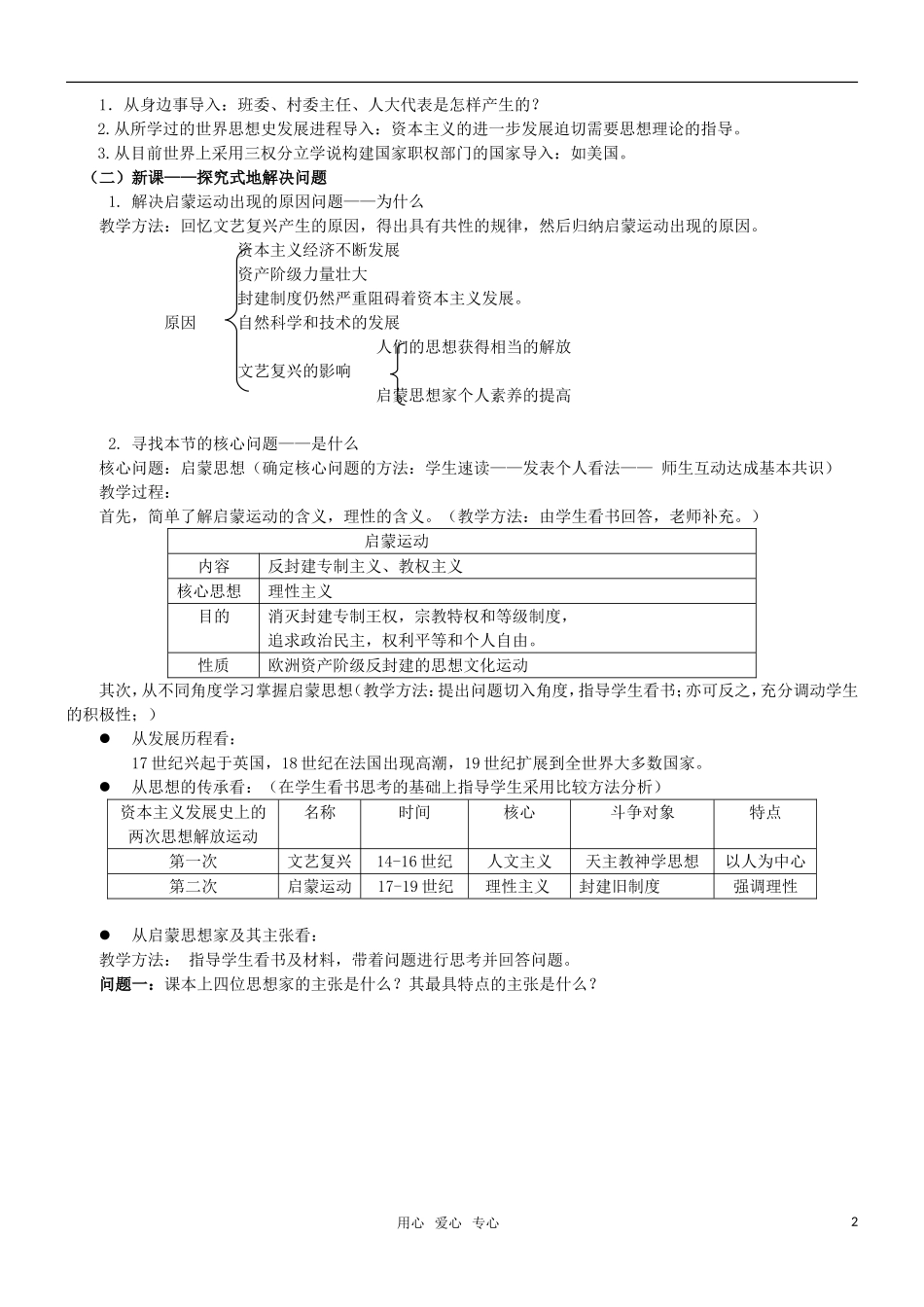 高二历史 第14课 理性之光教案 岳麓版必修3_第2页