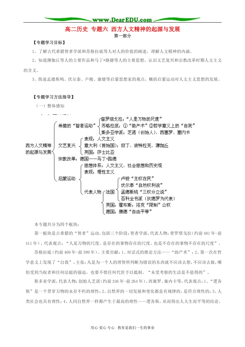 高二历史 专题六 西方人文精神的起源与发展_第1页