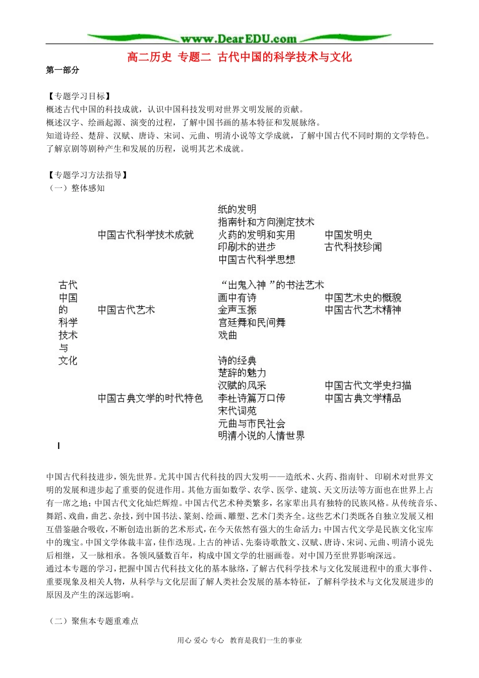 高二历史 专题二 古代中国的科学技术与文化_第1页