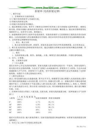 高三物理第三册折射率(光的折射定律)