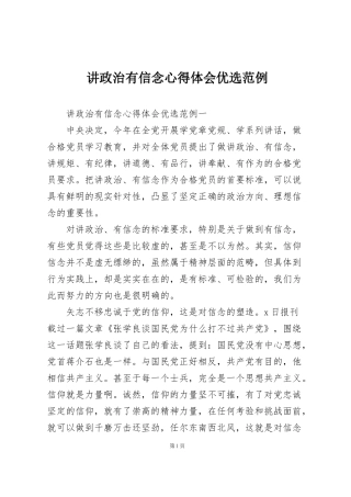 讲政治有信念心得体会优选范例