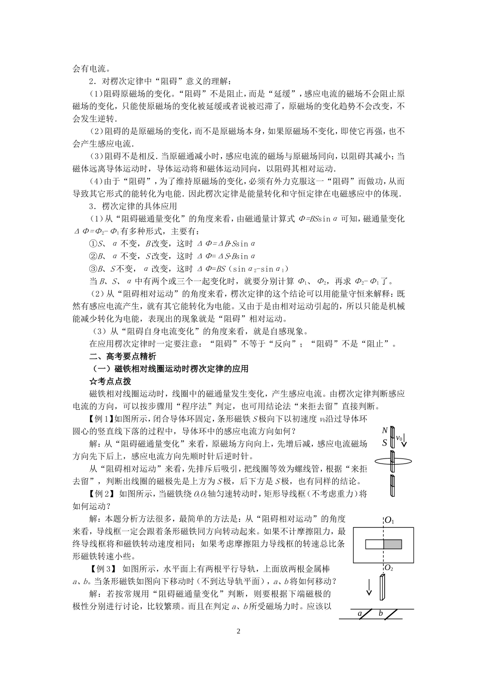 高三物理第一轮复习电磁感应 楞次定律教案一 新课标 人教版_第2页