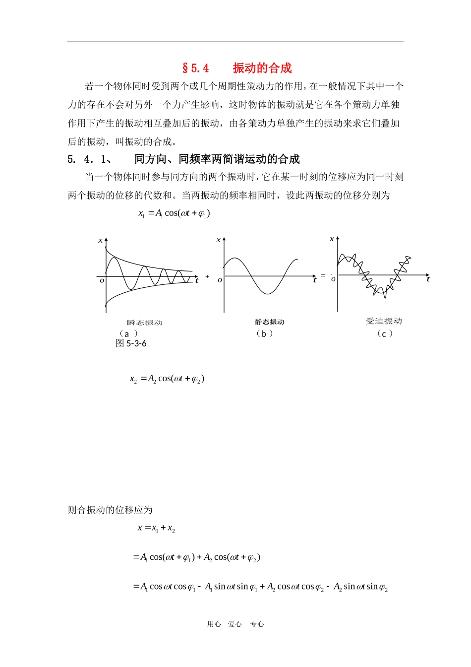 高三物理竞赛教案：5.4《振动的合成》新人教版_第1页