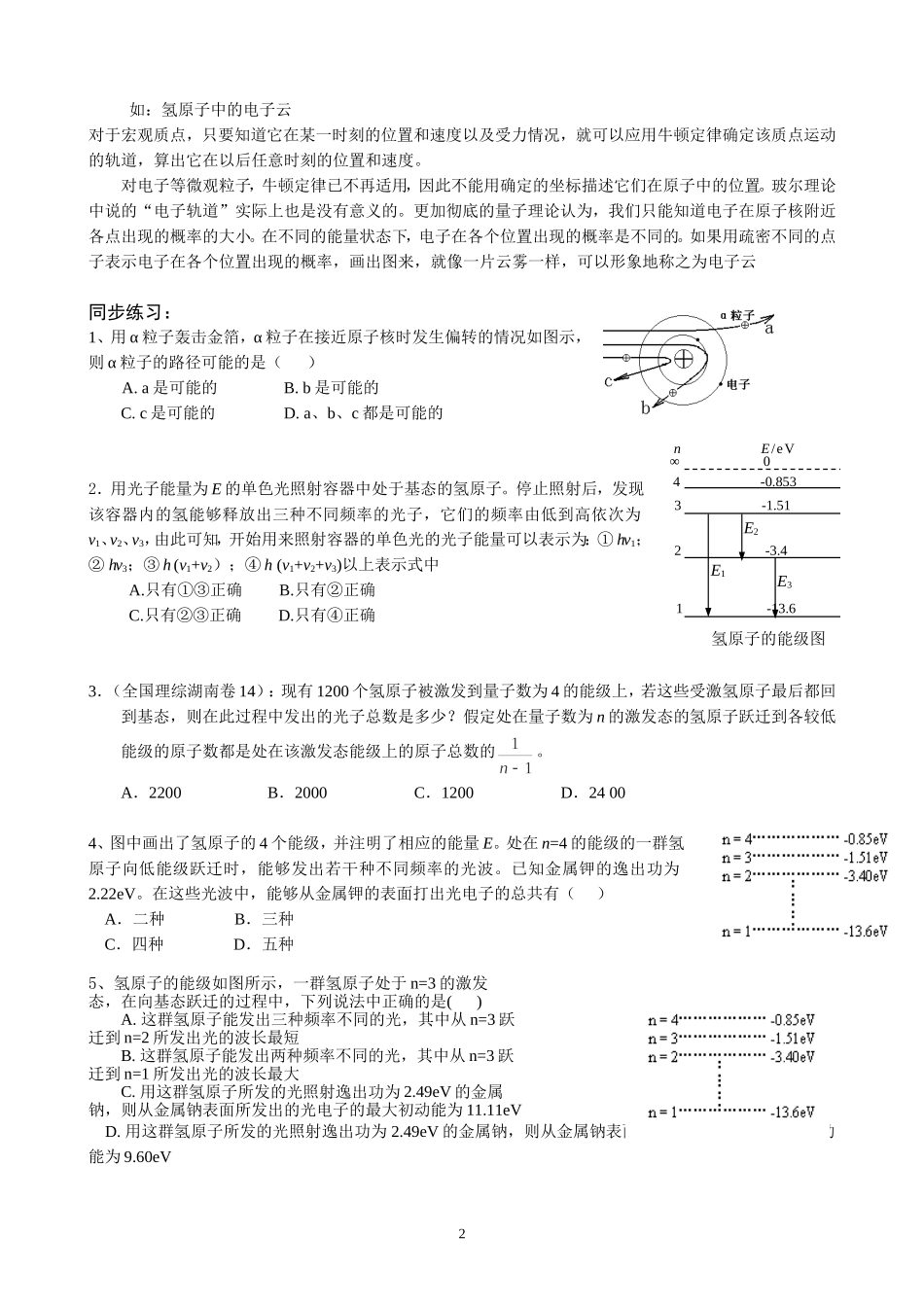 高三物理复习 原子和原子核_第2页