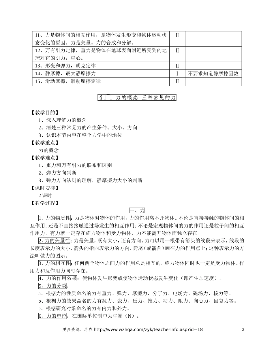 高三物理力的概念和三种力复习教案_第2页