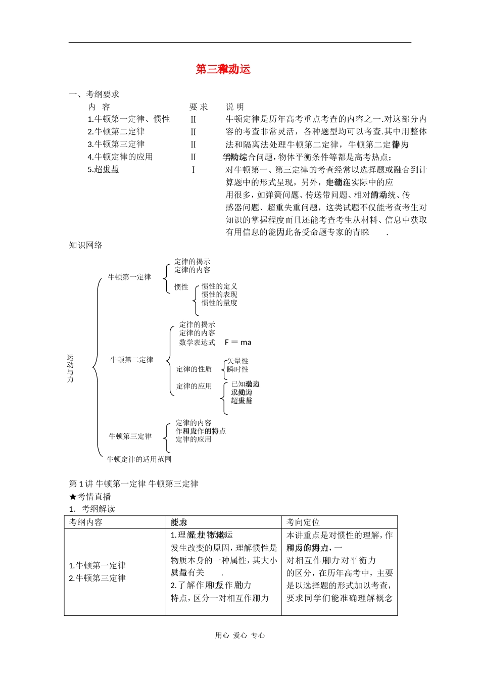 高三物理《高考风向标》系列教案：3.1《牛顿第一、牛顿第三定律》_第1页