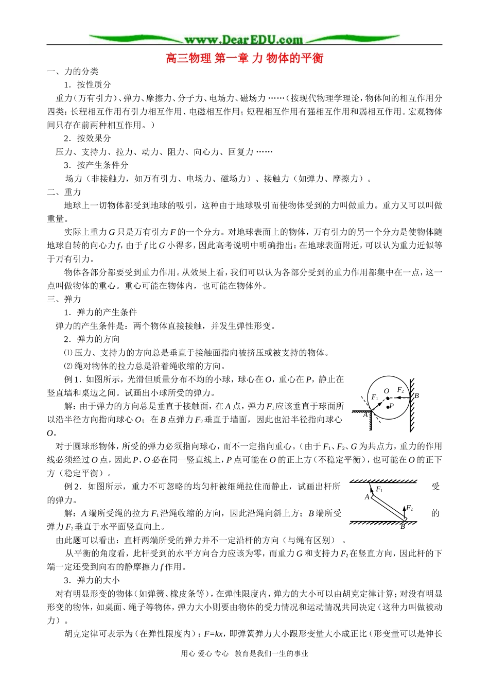高三物理 第一章 力 物体的平衡_第1页