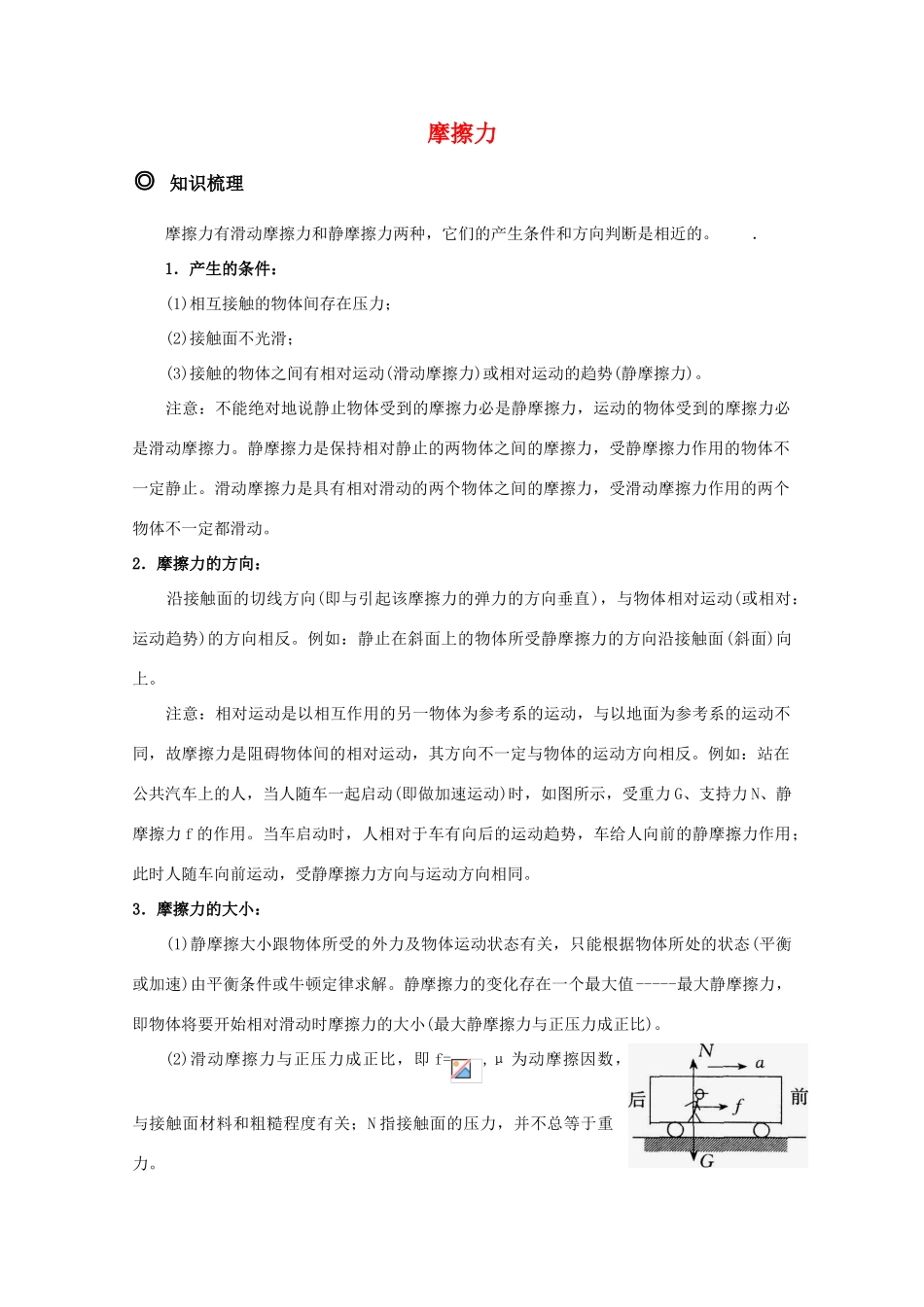 高三物理 摩擦力精华教案_第1页