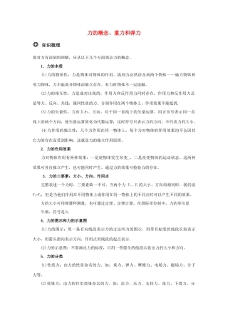 高三物理 力的概念、重力和弹力精华教案