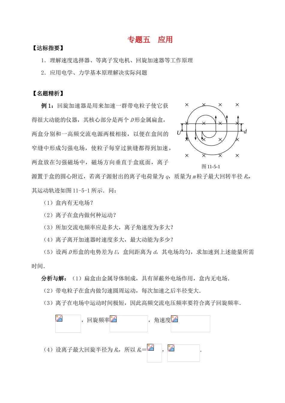高三物理 专题五 应用复习讲义_第1页