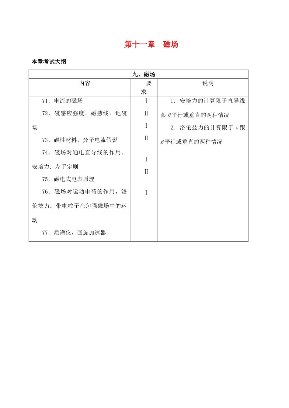 高三物理 专题一 磁场.磁感应强度.磁通量复习讲义_第1页