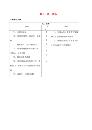 高三物理 专题一 磁场.磁感应强度.磁通量复习讲义