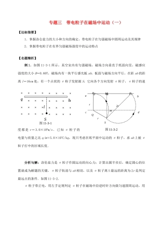 高三物理 专题三 带电粒子在磁场中运动（一）复习讲义