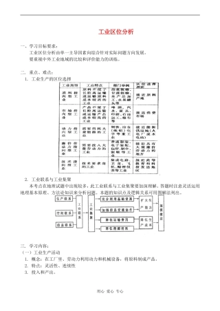 高三地理工业区位分析知识精讲