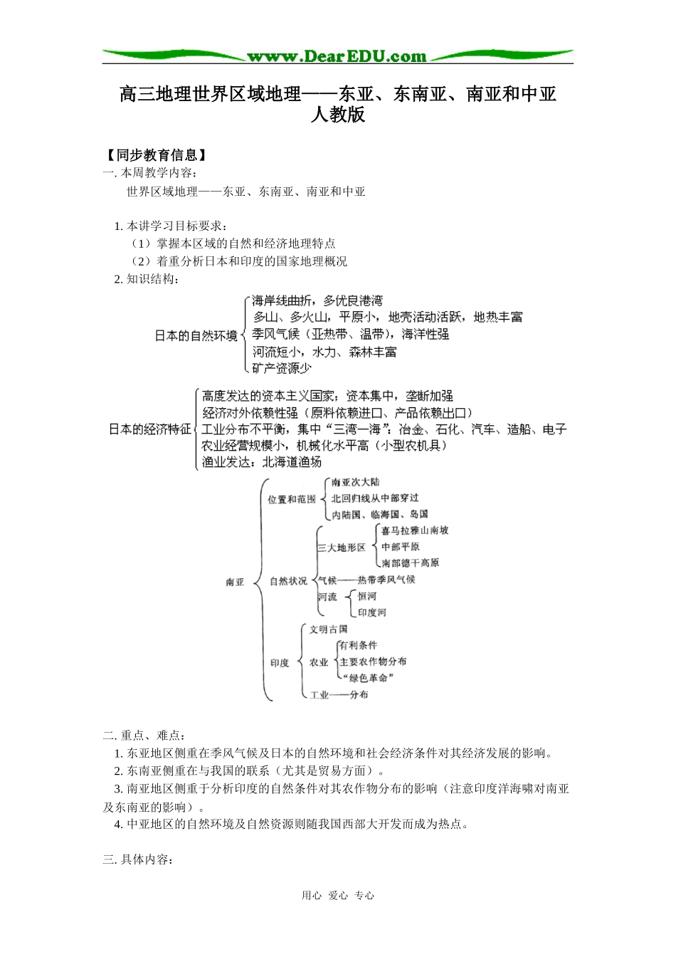 高三地理世界区域地理——东亚、东南亚、南亚和中亚人教版知识精讲_第1页