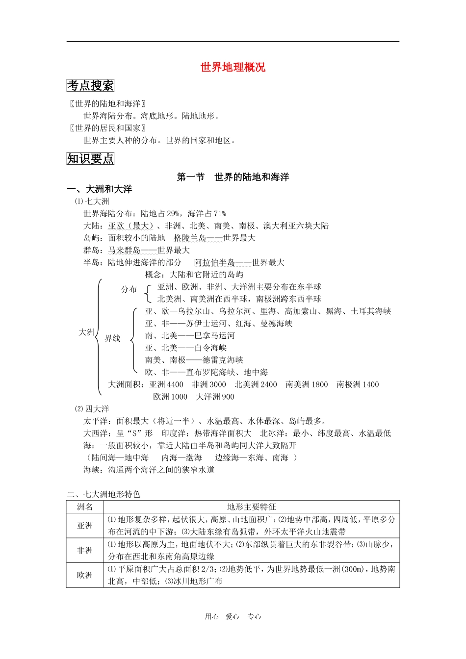 高三地理世界地理知识总结教案_第1页