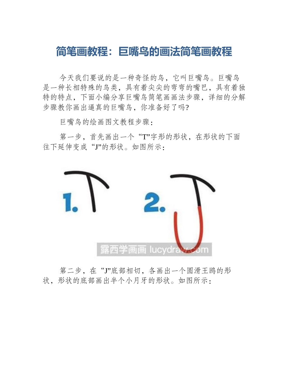 简笔画教程：巨嘴鸟的画法简笔画教程_第1页